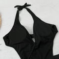 thumbnail image 5 of Sngxgn Women's V Neck Tummy Control Swimsuit Cheeky Tie Side High Cut Bathing Suit Ribbed Swimwear(Black,XL), 5 of 7
