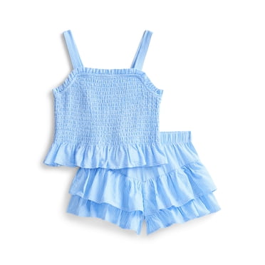Wonder Nation Toddler Girls Patriotic Tank Top and Shorts Outfit Set, 2-Piece, Sizes 12M-5T