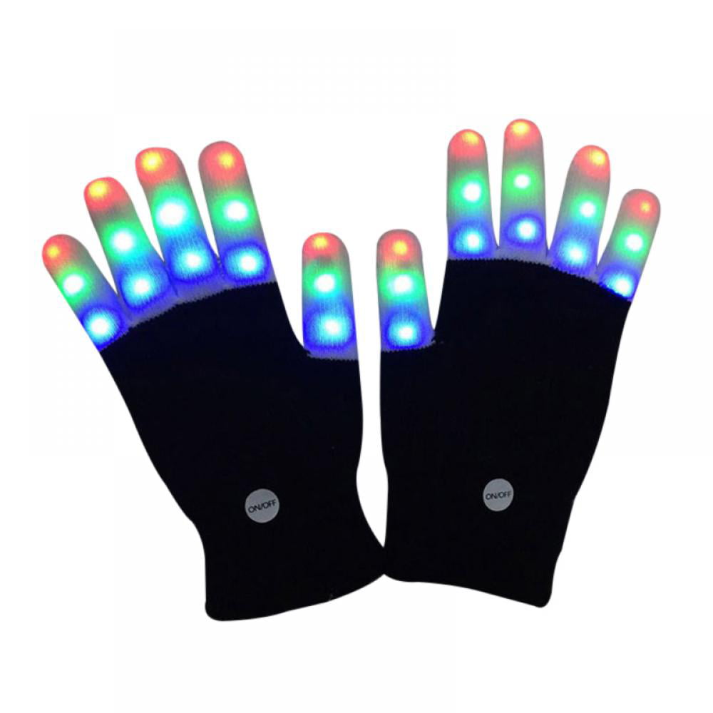 Led Gloves Light Rave Flashing Finger Lighting Up Party Glow 6 Mode Gloves 