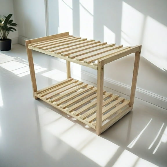 Hytrove Beige 2 Tier Plant Stand Shelf for Office Workers 1Pcs 16.3X11.4X9.8in