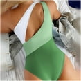 thumbnail image 6 of Cethrio Sexy One Piece Bathing Suit for Women- Shoulder Match Color Sexy High Waist One-piece Female Tops Swimwear Green, 6 of 7