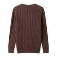 thumbnail image 4 of Dolkfu Brown Sweaters for Man Cable Knit V-Neck Sweaters Loose Solid Pullover Knitwear Big and Tall L, 4 of 8