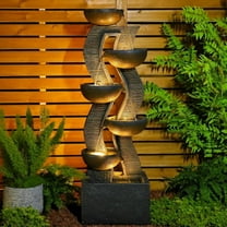 6-Tiered Garden Water Fountains Large Outdoor Fountains and Waterfalls with Light for Patio Yard Porch Pool Decor
