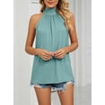 thumbnail image 3 of LAVA Women's Sleeveless Tie Halter Neck Summer Tops Casual Tank Top Blouse Shirts (Green, L), 3 of 7