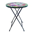 thumbnail image 3 of Alpine Corporation 14" Folding Glass Round Table with Flowers and Hummingbirds, 3 of 4