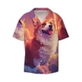 thumbnail image 3 of Cauagu Sunset Cloud Corgi Men's Short Sleeve Button Down Hawaiian Shirt for Men Bowling Shirts Casual Summer Beach Shirt,Large, 3 of 6