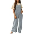 thumbnail image 4 of Cenuakty Women's Summer Solid Color Sleeveless Wide Leg Casual Long Jumpsuit Suspender Pants, 4 of 5