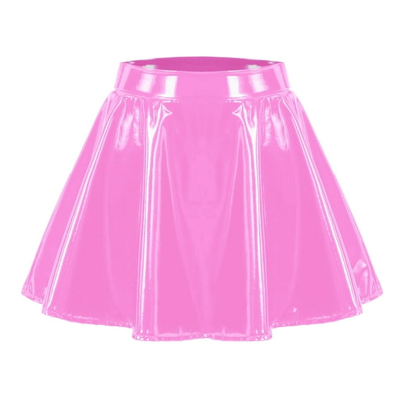 Cathalem Women's A Line Mini Skirt Elastic High Waist Skirt Plus Size Summer Skirts for Women(Pink,S)