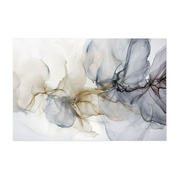 Slow Motion Floating Ink Blue Beige - Painting Unframed Wall Art Print 5 x 7 inches