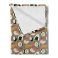 thumbnail image 2 of Sushi Soft Flannel Fleece Throw Blanket, Tasty Dishes Onigiri and Tempura Cartoon Artwork Repeating Rolls, Cozy Plush for Indoor and Outdoor Use, 70" x 90", Multicolor, by Ambesonne, 2 of 5