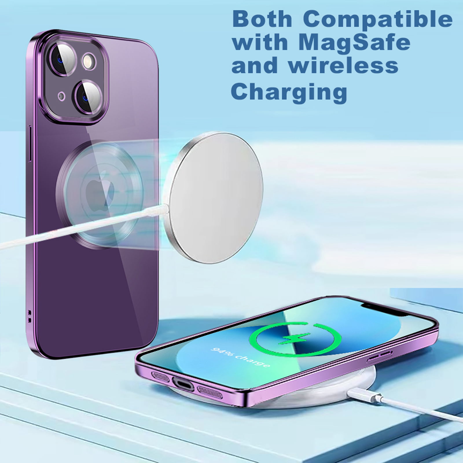 Dteck Magnetic Case for iPhone 11 Case, Compatible with MagSafe, Plating Luxury Cover for Women Men Clear Shockproof Protective Case for iPhone 11
