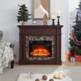thumbnail image 5 of 46" Electric Fireplace with Mantel, Freestanding TV Stand with 23" Fireplace Insert, 1400W Electric Fireplace Heater with Remote Control, Adjustable Flame, Living Room/Apartment (46" W - Cherry), 5 of 18