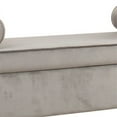 thumbnail image 2 of Velvet Upholstered Wooden Bench with Top Storage & 2 Bolster Pillows in Gray, 2 of 5