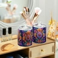 thumbnail image 3 of Yayeee 2 Pack Qtip Holder Bathroom Cotton Swab Canister with Lid Clear Dispenser Set, Light Purple Flowers, 3 of 6