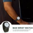 thumbnail image 2 of Reloj de pulsera de cuarzo para hombre, de nailon tejido, estilo deportivo y moderno, con calendario (verde militar)., 2 of 8