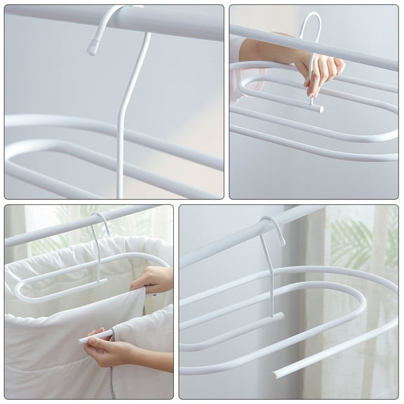 WHAMVOX Rotating Quilt Rack with Strong Hangers for Clothes and Comforters, White Organizer