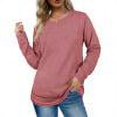 thumbnail image 1 of Hauts à Manches Longues pour Femmes Mode Automne Hiver Chandail Col Rond Uni, 1 of 7