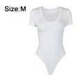 thumbnail image 2 of Women's V Neck Short Sleeve T Shirts Basic Bodysuits, 2 of 6