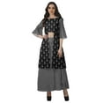 thumbnail image 1 of Moomaya Printed High Low Crop Top Kurti Palazzo Set Ethnic Indian Clothing Set For Womens, 1 of 9