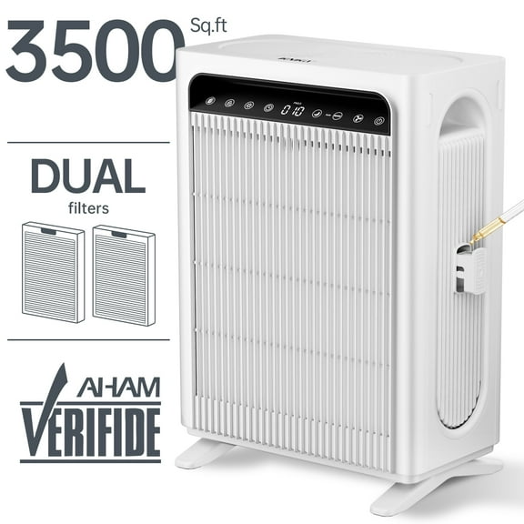 KNKA Pro Air Purifier, HEPA Air Purifier for Home Large Room up to 3500 Sq.ft – Double-Sided Filter for Pets Odor, Allergies, Dust, Smoke, with Air Quality Monitor, AHAM Verifide, Ultra-Quiet
