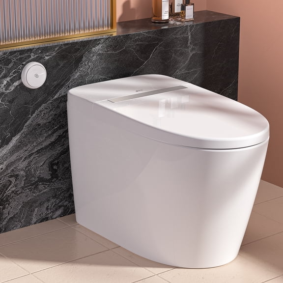 LEIVI Smart Toilet with Built-in Heated Seat, Tankless Toilet with Auto Flushing, Adjustable Seat Temp, Flush Remote Control, Elongated