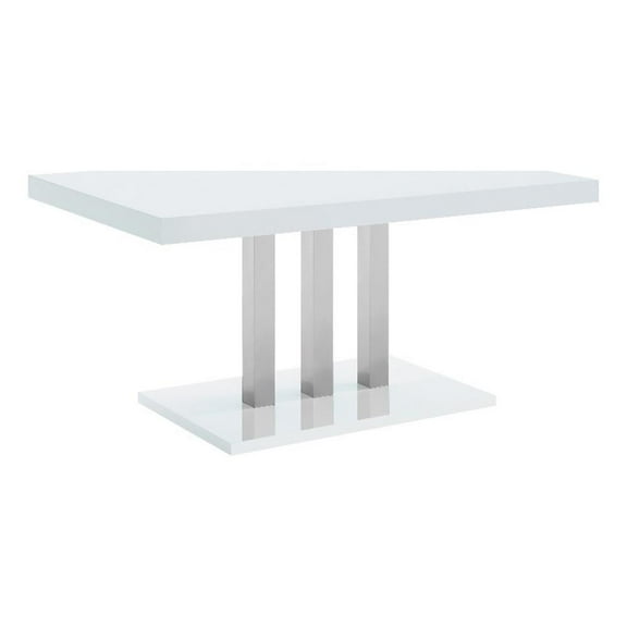 Brooklyn Rectangular Dining Table White High Gloss and Chrome