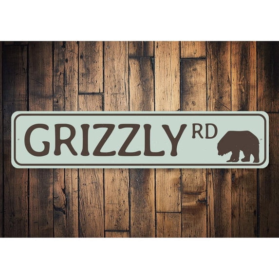 Grizzly Road Novelty Sign, Metal Wall Decor - 4x18 inches