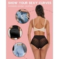 thumbnail image 3 of 2 Pack Seamless High Waist Underwear Tummy Control Shapewear Stripe Lace Compression Panties Butt Lifter, 3 of 6