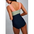 thumbnail image 2 of Traje de baño de una pieza con cintura a juego de tres colores en contraste Traje de baño de una pieza con cintura a juego de tres colores en contraste, 2 of 4