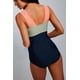 thumbnail image 3 of Traje de baño de una pieza con cintura a juego de tres colores en contraste Traje de baño de una pieza con cintura a juego de tres colores en contraste, 3 of 4