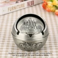 thumbnail image 5 of Metal Ashtray with Lids Smell Proof Globe-shape Windproof Cigarette Ashtray for Indoor Outdoor Smoking Ash Holder Tray Hand Stamped Pattern for Smokers Desktop Home Office 10*10CM-Pewter, 5 of 9