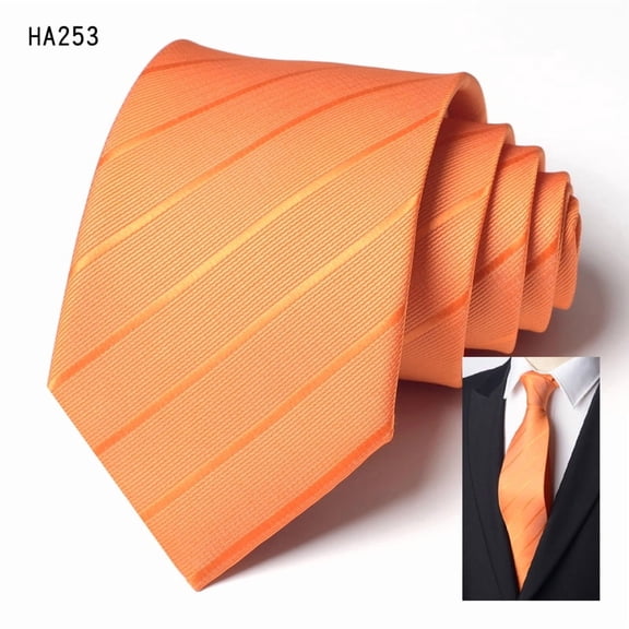 Orange Striped Solid Color Tie Men's Formal Shirt Accessories Trendy Hand Knotted 8CM Tie