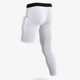 thumbnail image 5 of YLSDY Mens One Leg Compression Tights for Basketball Gym Sport Leggings 3/4 Compression Pants with Pockets White S, 5 of 6
