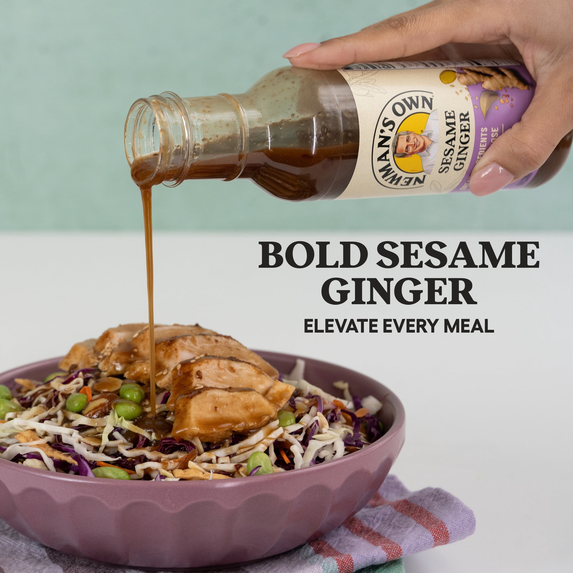(2 pack) Newman's Own Sesame Ginger Salad Dressing, Marinade, and Finishing Sauce, 12 fl oz