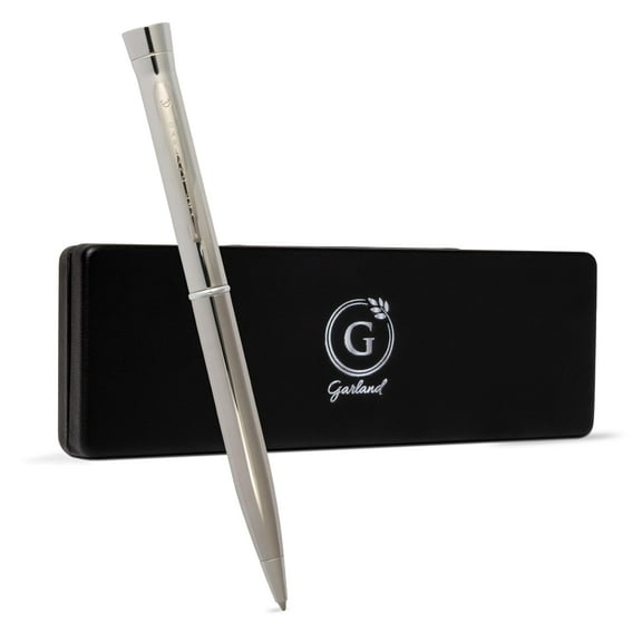 Garland Signature Slim Metal Luxury Twist Pen– Made in USA- Heirloom-Quality Brass Pen, Elegant “G” Accent Piece, Premium Gift Box, Executive Desk, Gifts, Professionals, Refillable- Chrome