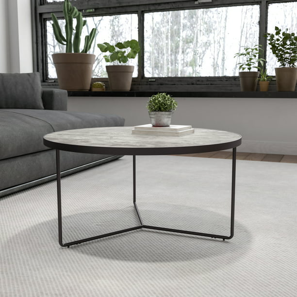 Laatste Overleven Reactor Emma + Oliver 31.5" Round Indoor Coffee Table in Faux Concrete Finish -  Living Room Table - Walmart.com