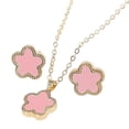 thumbnail image 3 of Collar de flores Yinane conjunto de joyería colgante cadena larga rosa, 3 of 8