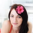 thumbnail image 4 of Hawaiian Hibiscus Flower Hair Clip, Plumeria Hibiscus Hair Clips, Flower Accessories for Women Bridal Wedding, Girls Vacation Beach Party, and Festive Outfits (Pink), 4 of 6