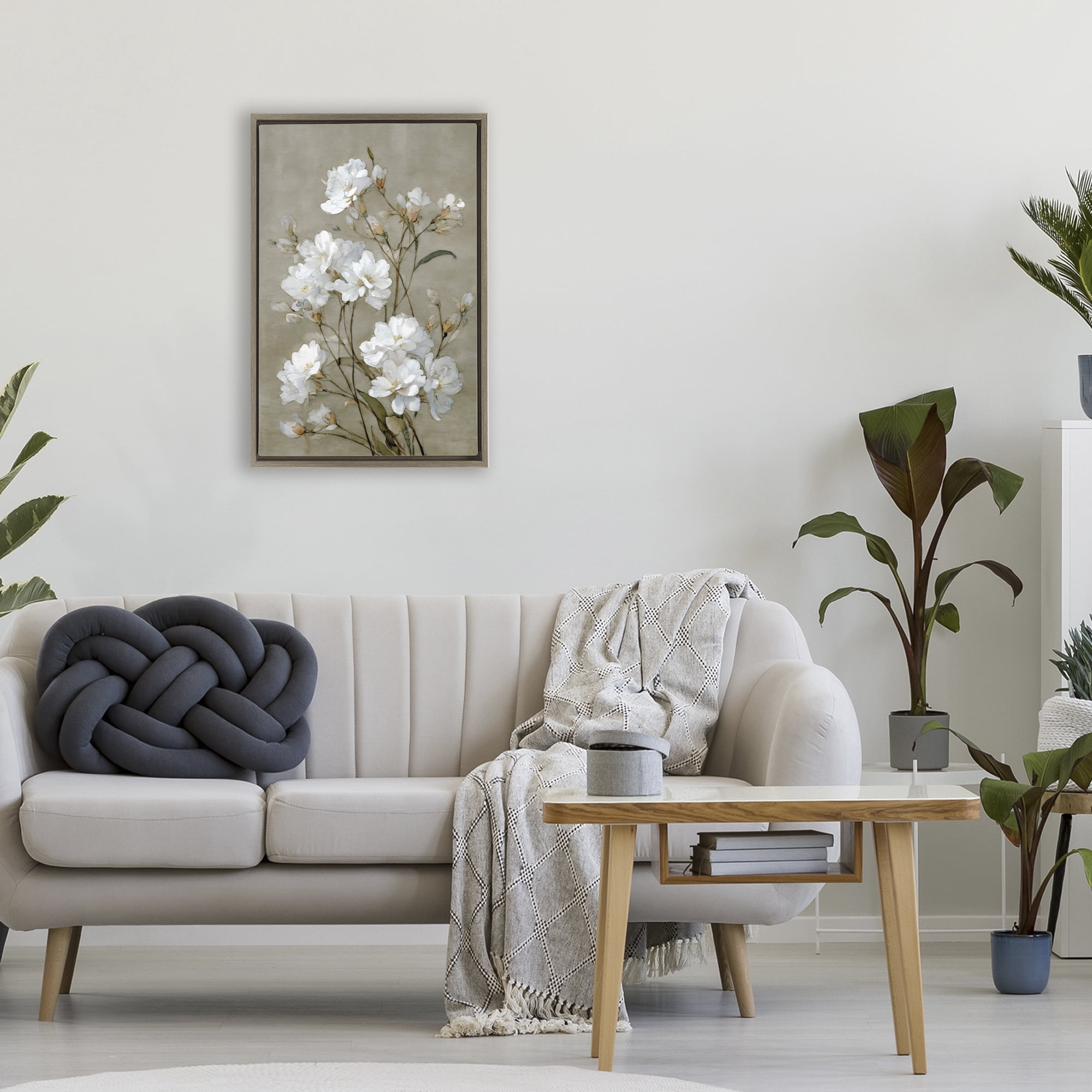 Stupell Industries Aged White Botanical Study Brown Framed Floater Canvas Wall Art, design by Petal Prints Design