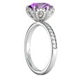thumbnail image 4 of Amethyst 2.50 ctw Ring with Diamonds 14K White Gold Flower Vintage Halo, 4 of 6
