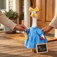 thumbnail image 6 of JHyouerji Goose Outfit Teacher Dress Costume Blue Polka Dot with Ruler Apple and Glasses for Porch Lawn Goose Statue Yard Decor, 6 of 7