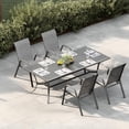 thumbnail image 4 of Patio Chairs Set of 4, Outdoor Stackable Dining Chairs with Textilene Fabric, All-Weather Deck Stacking Chairs with High Back for Backyard Poolside Garden Balcony, Grey, 4 of 8