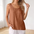 thumbnail image 6 of MESSUEN Boho Sleeveless Blouses for Women Casual Casual Basic Linen Shirts for Women Basic Womens Tops Loose Fit Crop Top Basic Tees Comfort Coffee 3XL, 6 of 7