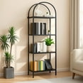 thumbnail image 1 of 4-Tier Arched Bookshelf, Industrial Style Open Bookcase with Metal Frame, Freestanding Display Shelving Unit for Living Room, Bedroom, Office Storage, 1 of 9