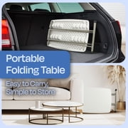 Lavish Home Folding Table - Lightweight Portable Folding Desk - Small Plastic Table for TV Tray, Playing Cards, and Craft Room, White