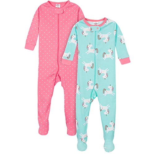 Baby Girls 2 Pack Footed Pajamas Unicorns Pink 18 Months
