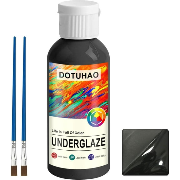 Ceramic Underglaze Paint Rock paints, art supplies, brushes and Pigments Non-Toxic Paint Ceramic Underglaze Paint Metal Acrylic paints Artist (Black,60ml)