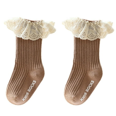 

NLAGER Socks 1 Pair 0-3 Years Baby Socks Lace Non-slip Spring Autumn Infant Middle Tube Warm Floor Socks for Home