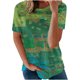 thumbnail image 1 of ICHUANYI Clearance Women's Fashion Comfortable Casual Round Neck Short Sleeve Print Top Blouse(Green, M) ICHUANYI WER2023080807380, 1 of 5