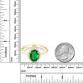 thumbnail image 3 of Gem Stone King 10K Yellow Gold Green Simulated Emerald and Diamond Engagement Ring for Women (1.00 Cttw, Oval 8X6MM), 3 of 6